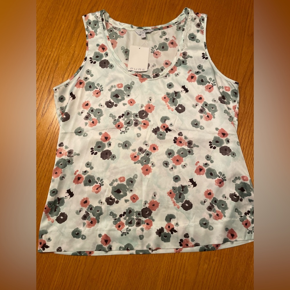 ALFRED SUNG Floral Tank Top - Mint and Pink
